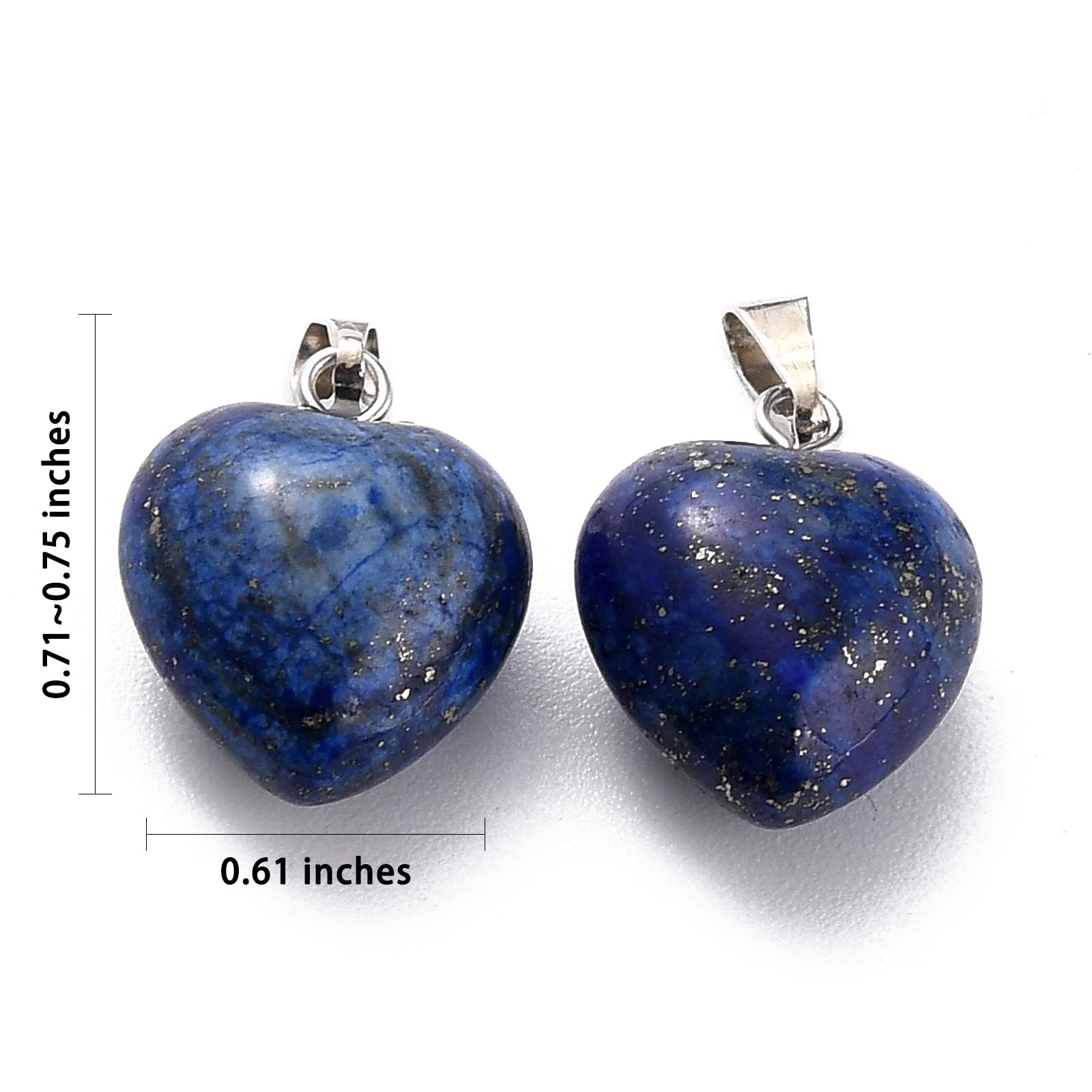 BEEFLYING 10 Pcs Natural Gemstone Heart Pendant Charms Lapis Lazuli Charms Healing Stone Pendants for Jewelry Making Crafts Supplies - Image 2