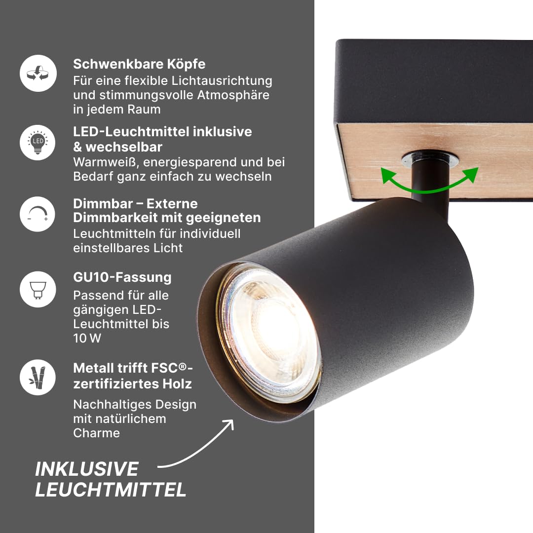 Brilliant Jello Wood Deckenstrahler 3-flammig, dimmbar, GU10