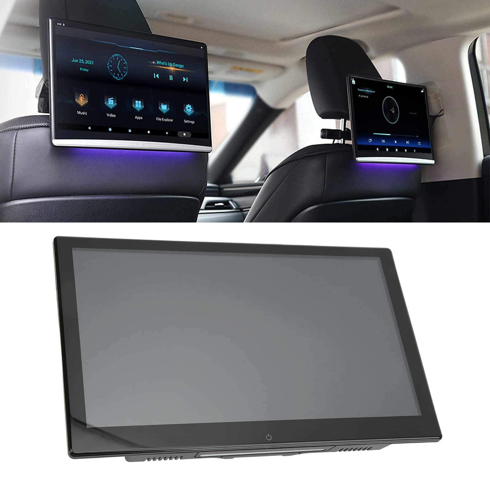 Monitor per Poggiatesta per Auto, Touch Screen 4K 1080P da 13,3 Pollici 2 + 16G Cuscino per Sedile Posteriore Lettore Multimediale Lettore Video per Sedile Posteriore per Auto per