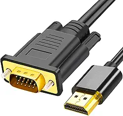 HDMI para VGA 1,8 m, cabo unidirecional HDMI para monitor VGA (macho para macho), compatível com desktop, laptop, PC, monitor, projetor, HDTV, Raspberry Pi, Roku, Xbox e mais