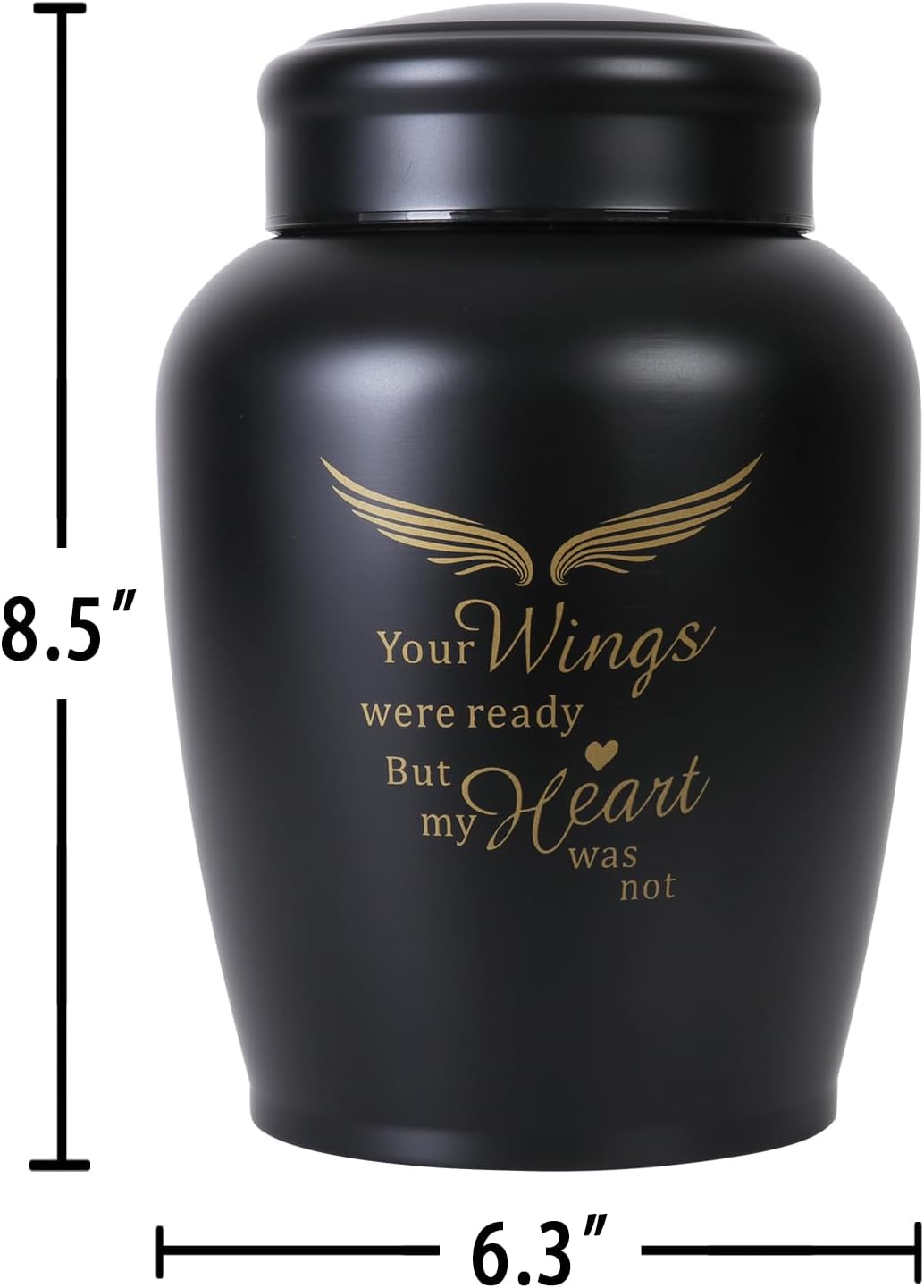 Urns for Ashes Adult Male Female,Large Black Angel Cremation Urn Human Ashes for Women Men,Holds Up to 180 LBS