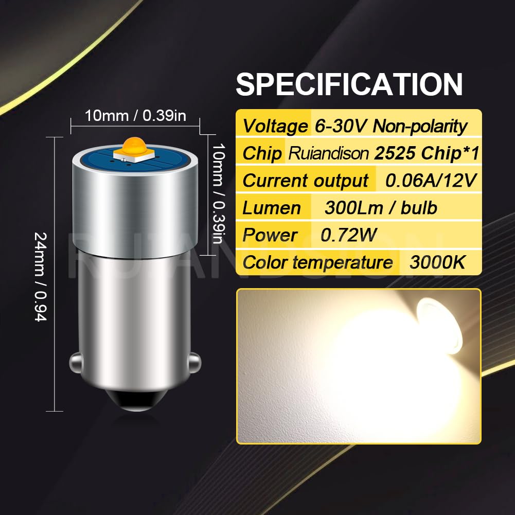 5 Lampadine LED BA9S 6V - Luce Bianca Calda Per Auto Interni - Foto 8