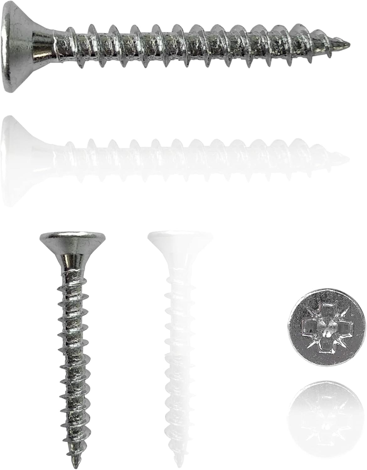 M4 Wood Screws Zinc Plated Silver Long 1 inch (0.16" x1.18") 4.0 x 30mm Box of 250pcs, White