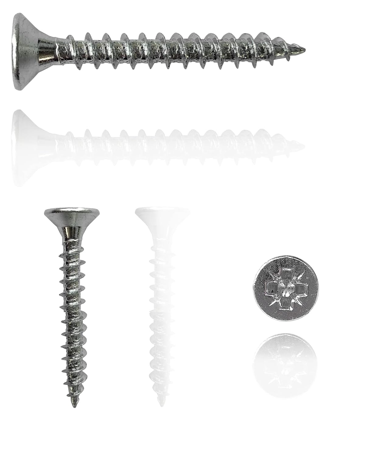 M4 Wood Screws Zinc Plated Silver Long 1 inch (0.16" x1.18") 4.0 x 30mm Box of 200pcs