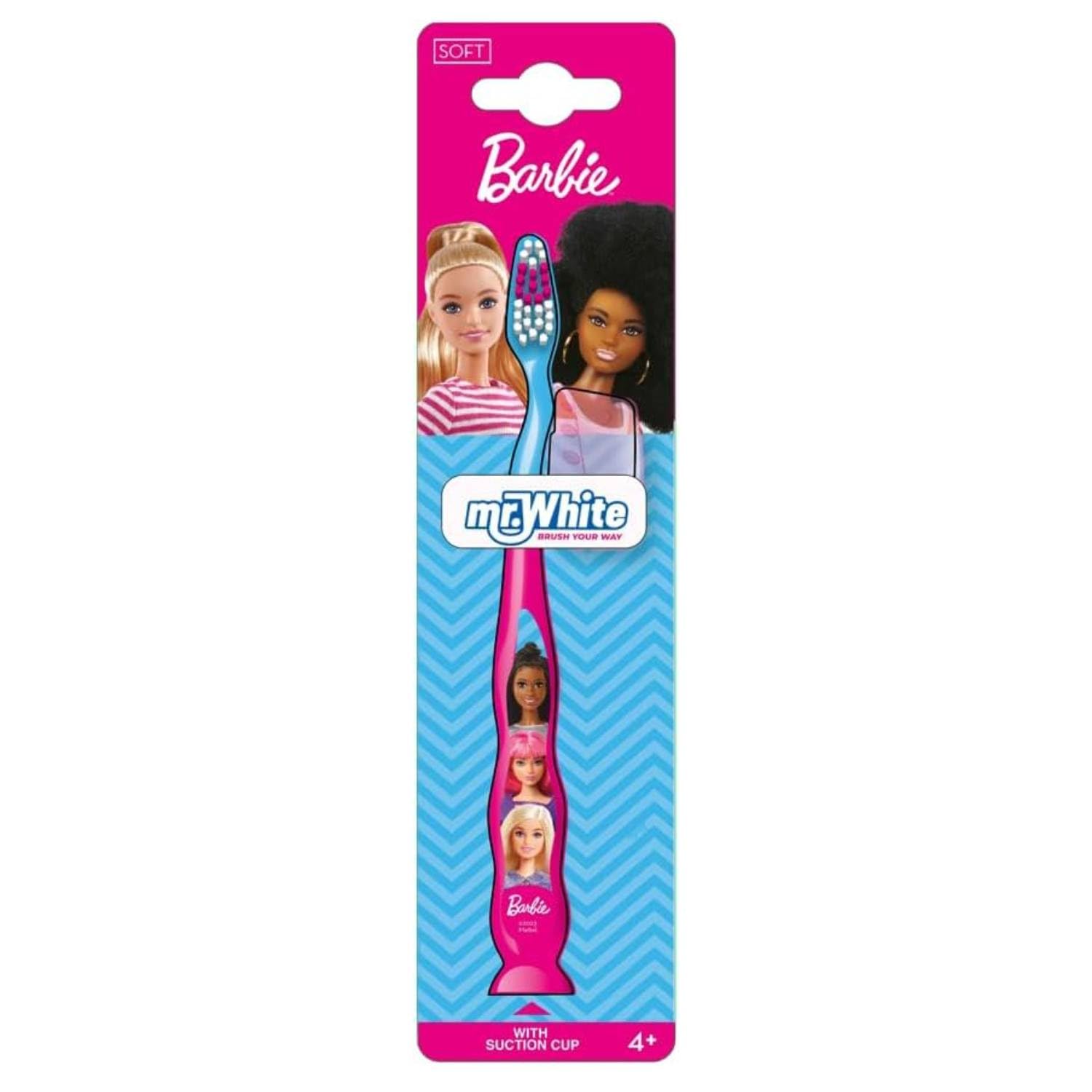 Barbie Mr.white Toothbrushes With Suction Cup For Children 4+ 1 Pc