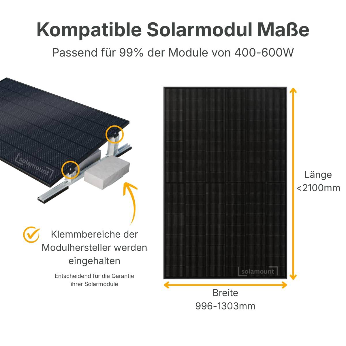 PV Flachdach Halterung ohne Bohren | Für 1 Modul | Silber | Flachdach oder Bodenmontage | Einfache Montage