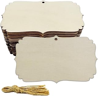 30 Pack 4 Inch Wood Tags Cutouts Unfinished Wooden Tags Crafts for Door Hanger Decor Halloween Christmas Wedding Birthday Party Thanksgiving Day Decoration