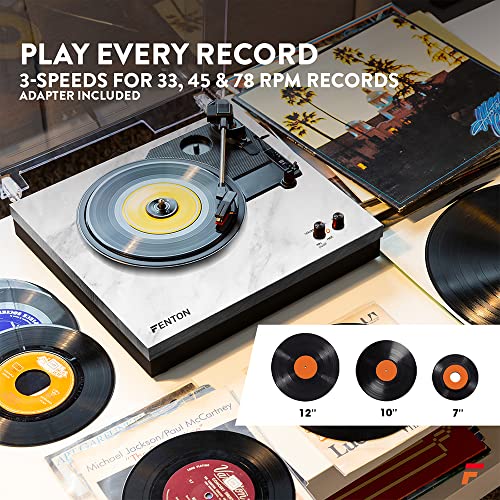 Fenton RP165M – Platine Vinyle avec 2 Haut-parleurs intégrés – Marbre, Technologie Bluetooth, 3 Vitesses de disques 33… - Les Beatles, Paul McCartney, John Lennon, RIngo Starr, George Harrison Fenton RP165M - Platine Vinyle avec 2 Haut-parleurs intégrés - Marbre, Technologie Bluetooth, 3 Vitesses de disques 33… – Image 5