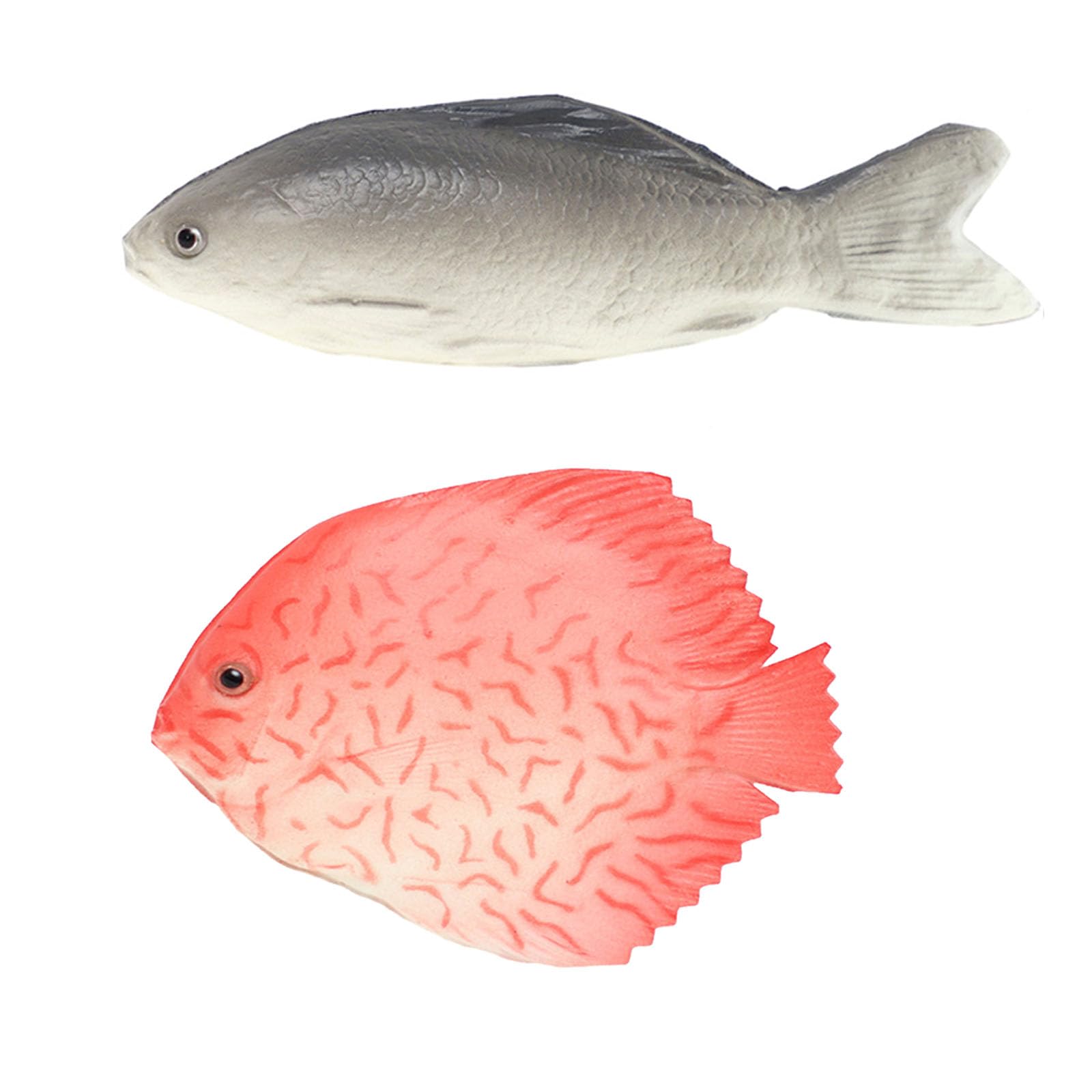 2 PCS Fake Fish, Big Fish, Plastic Fish, Large Artificial Fish for Home Decor, Party Use, Grey & Striped Bass Design, Food Photography Prop for Home, Garden and Kitchen Decoration