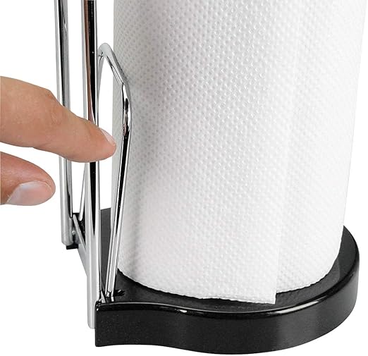 Brabantia 493546 - Portarrollos de pie para Papel de Cocina, Acero Brillante, Color Gris y Negro