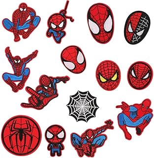 Iron on Patches for Clothing,14 Pieces Spider-Man Patches Embroidered Applique Patches, Sew on Iron on Patches Fabric Repair Patches for Clothes Jeans Jackets Hats Shoes Backpacks