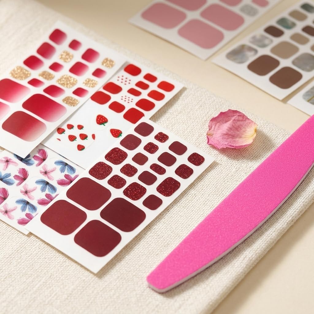 Toe Nail Strips 20 Sheets Adhesive Flower Marbling Polish Wraps