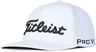 Titleist Men's Tour Stretch Tech Golf Hat White/Black M/L