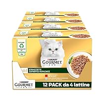 GOURMET Gold Cibo Umido per Gatti Adulti Straccetti con Manzo, Pollo, Pesce dell’Oceano e Salmone 48 Lattine da 85g