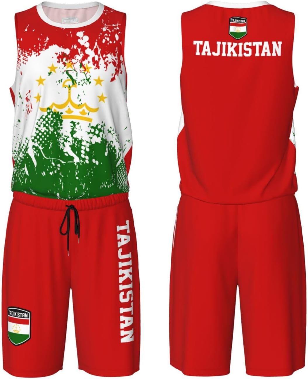 Tajikistan Flag Flag Grain (1) Basketball Jersey Uniform Suit for Men Adults Training Athletic Set