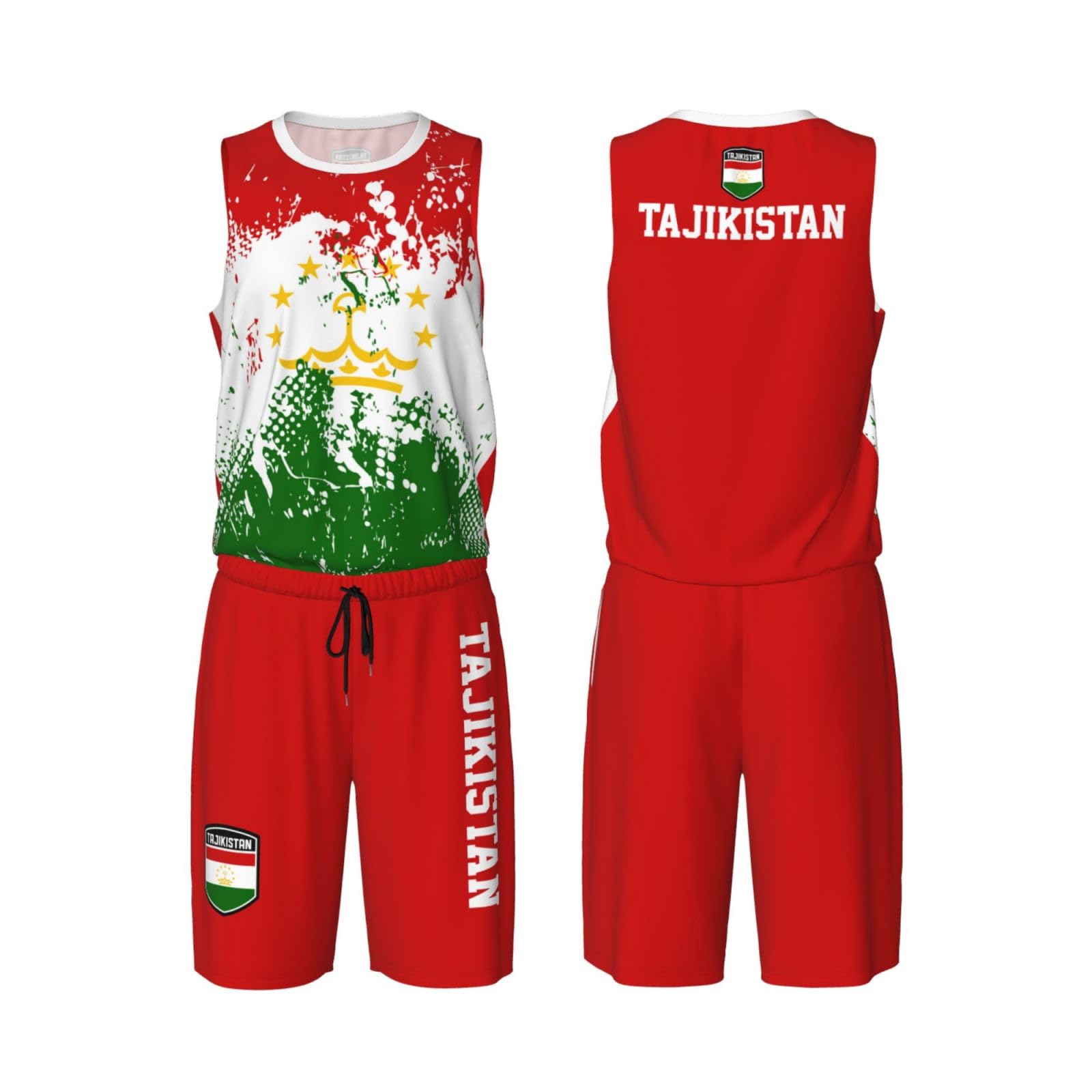 Tajikistan Flag Flag Grain (1) Basketball Jersey Uniform Suit for Men Adults Training Athletic Set