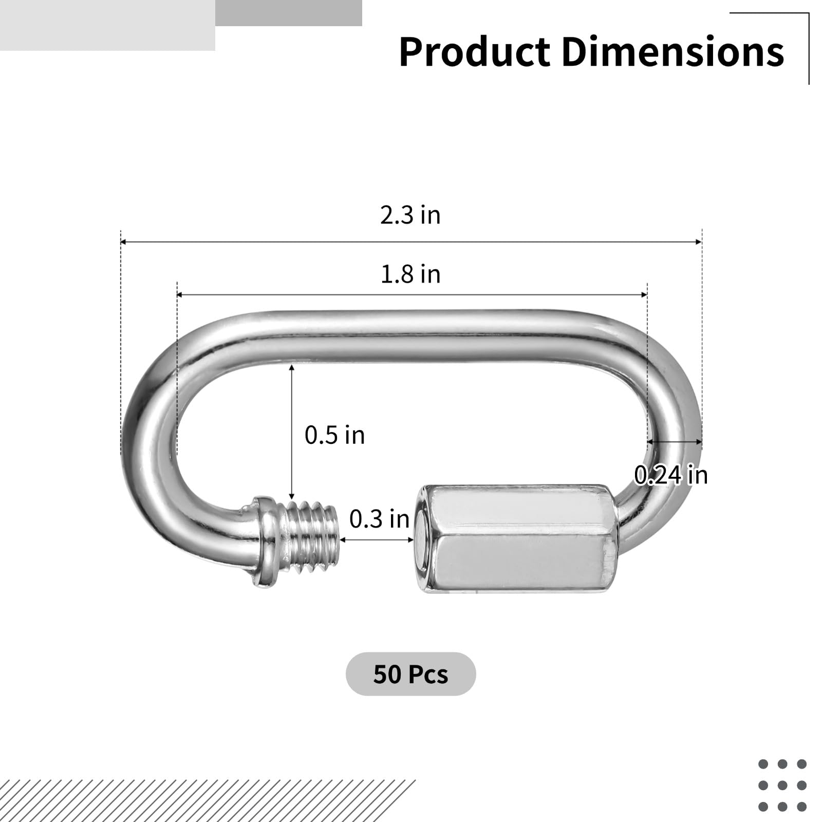 50 eslabones de cadena de acero, capacidad de carga de 620 libras, gancho rápido resistente, clips de seguridad galvanizados M6, conectores de mosquetón para swing de gimnasio de climbing