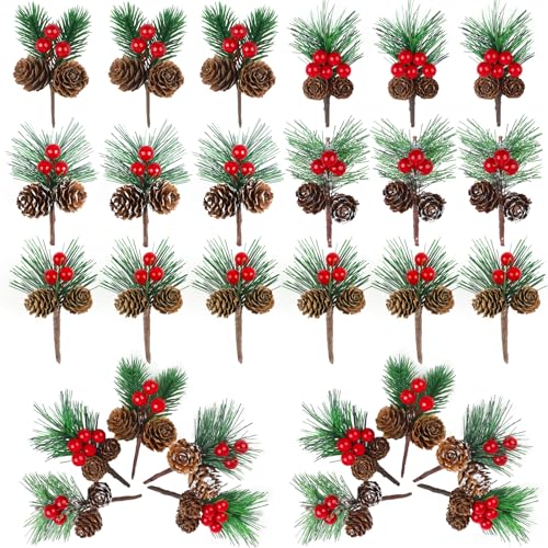 DETENE 25 Stück Künstliche Tannenzapfen Weihnachtsdeko Realistische...