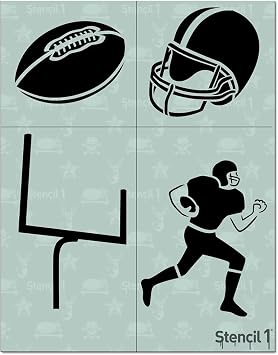 Stencil1 Football 4-Pack Stencil Set - Durable Quality Reusable Stencils for Painting - Create Sport Stencil Crafts and Decor - for Walls Fabric & Furniture Art Craft - 8.5" x 11"