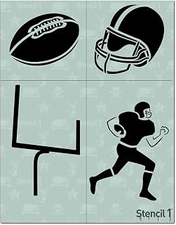 Stencil1 Football 4-Pack Stencil Set - Durable Quality Reusable Stencils for Painting - Create Sport Stencil Crafts and Decor - for Walls Fabric & Furniture Art Craft - 8.5" x 11"