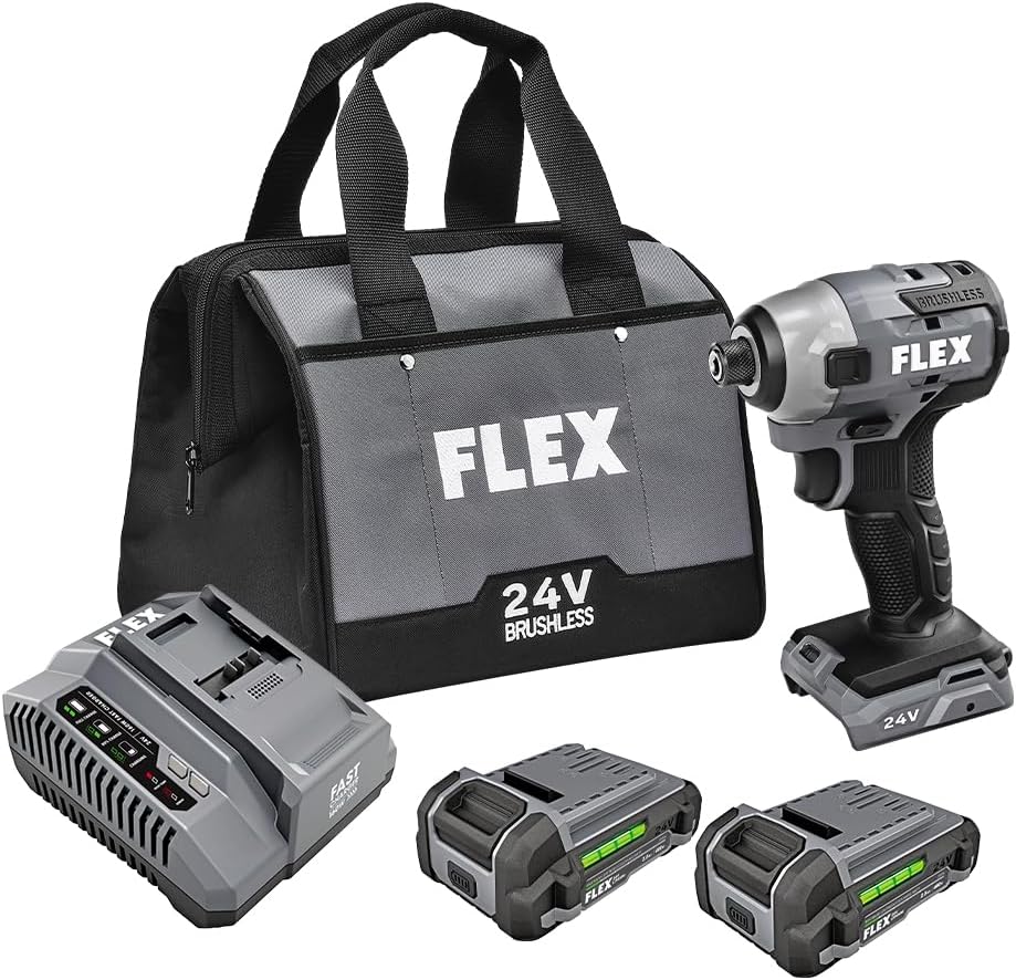 24V Brushless Cordless 1/4-Inch Hex Impact Driver Kit with (2) 2.5Ah Lithium Battery