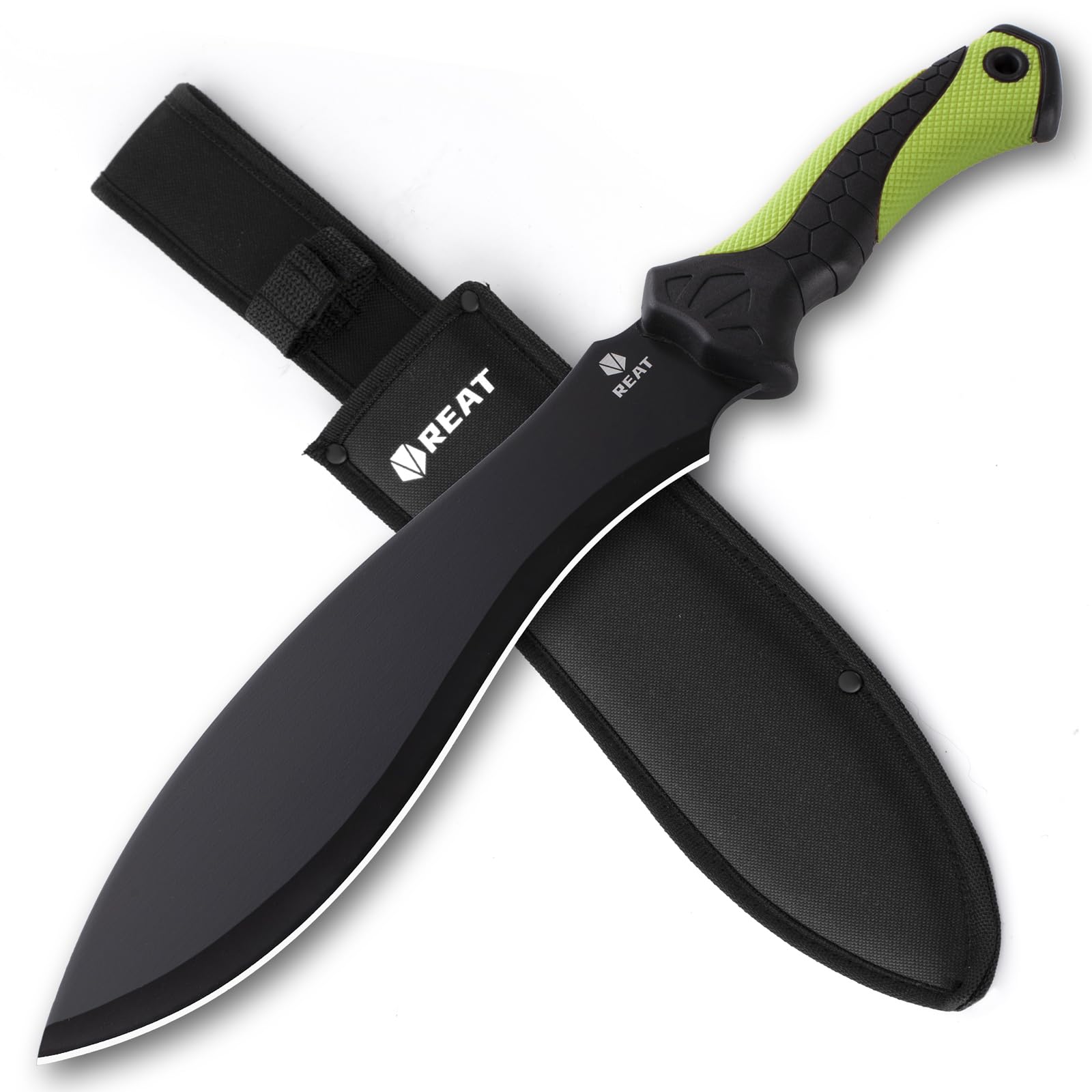REAT Gardenging Machete Knife, 17" Heavy Duty Machete with Sheath, Ergonomic No-Slip Handle, Machetes for Yard Work,Cutting Trees,Bushcraft