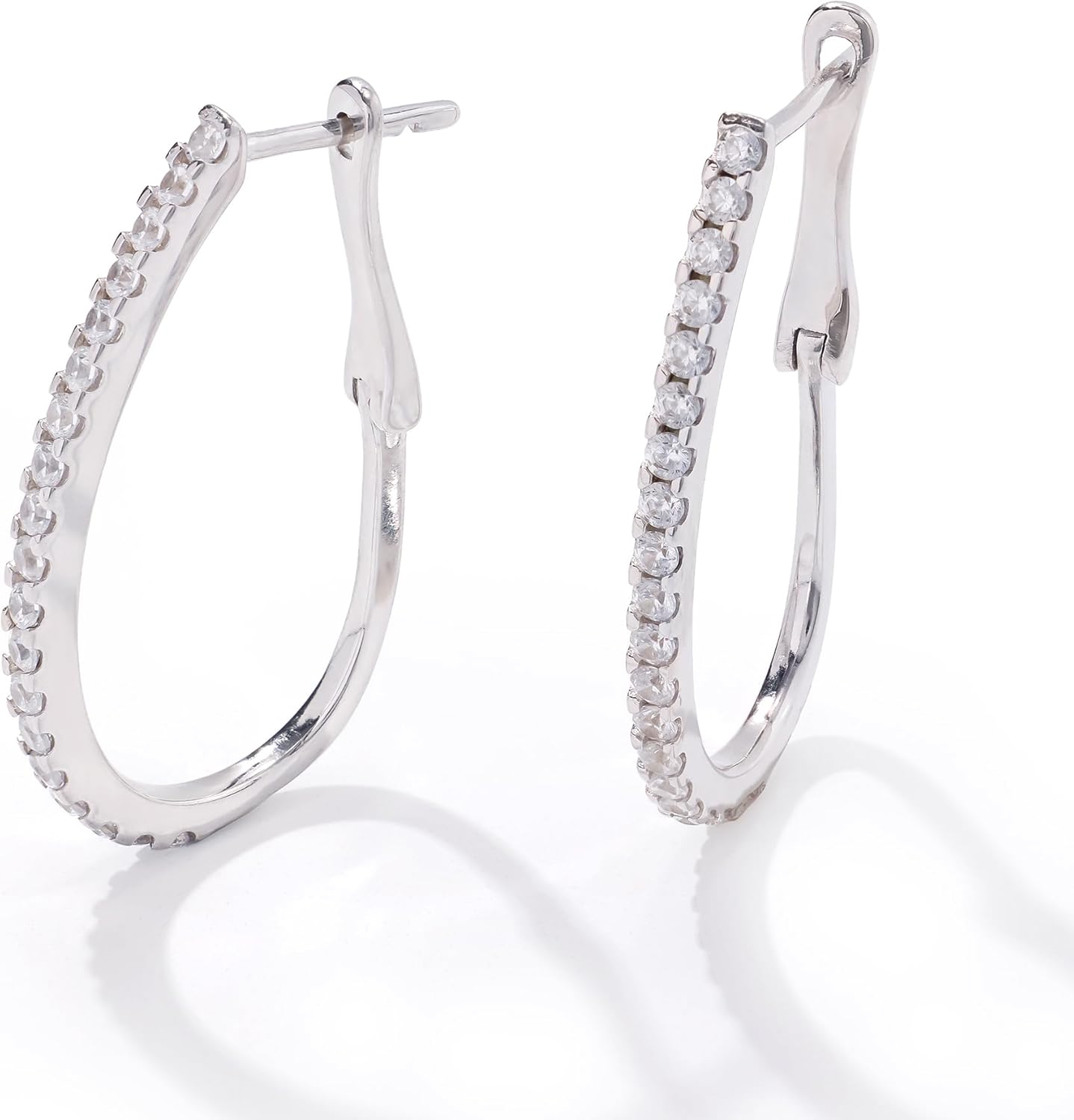 JTV 3.6 ct Cubic Zirconia Hoop Earrings for Women - Rhodium-Plated Sterling Silver - Tarnish-Resistant, Lightweight Elegant Hoops with Secure Clasp - Gift Box Included - Hoop Single Set