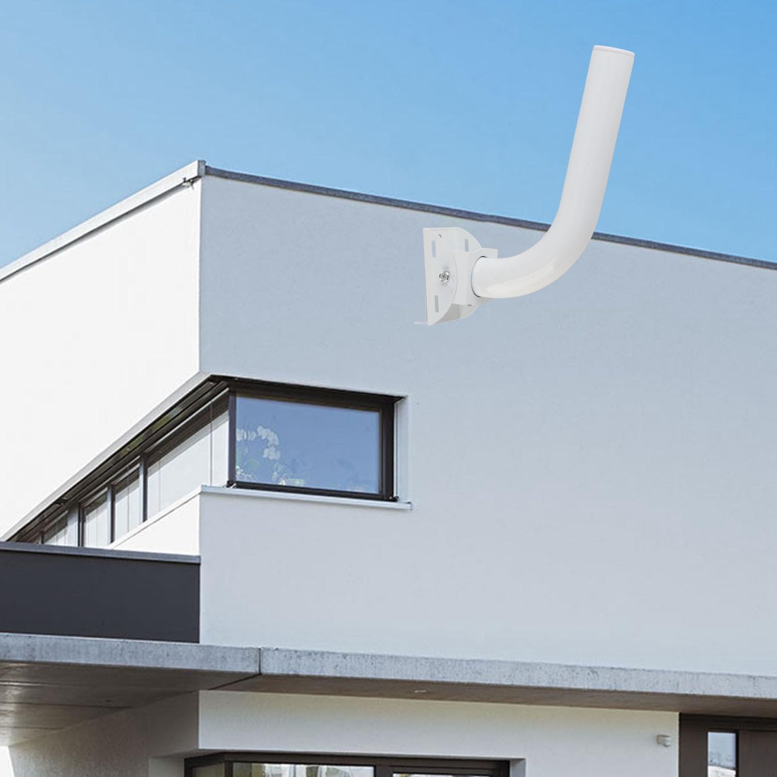 Adjustable Satellite Dish Antenna Mount, Satellite Antenna J Pole Mounting Kit, Universal Antenna Mount for Wall Eave Roof