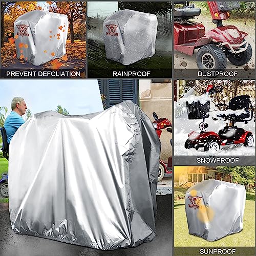 Xyzctem Mobility Scooter Storage Cover,Heavy Duty 420D Polyester Oxford Waterproof,Durable, Uv, Water Resistant Covers With Storage Bag & Protective Reflective Strip(Silver,56 Inch Length) #TOP5