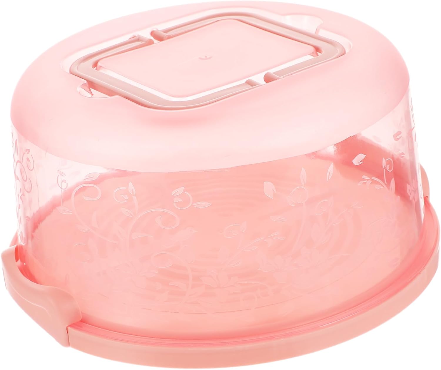 Portable round Cake Carrier with Handle and Lid, Pink Pp Cake Storage Box, Food Packaging Container for Bakery and Dessert Transport