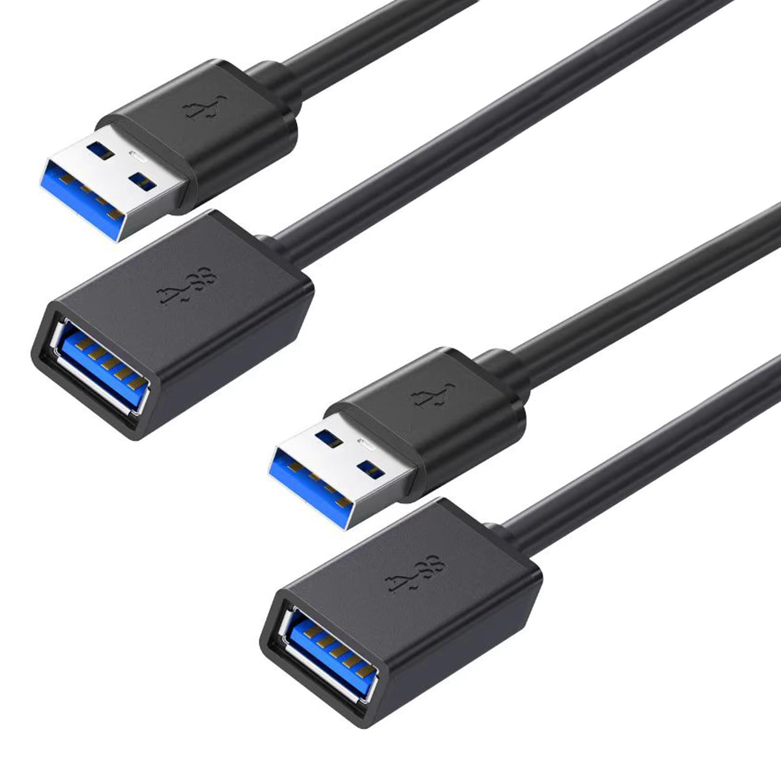 USB-3.0-Verlängerungskabel Typ A Stecker auf Buchse, hält schneller Datenübertragung stand, kompatibel mit USB-Tastatur, USB-Hub, Maus, Webcam, Drucker, Festplatte und mehr, 4 m, 2 Stück