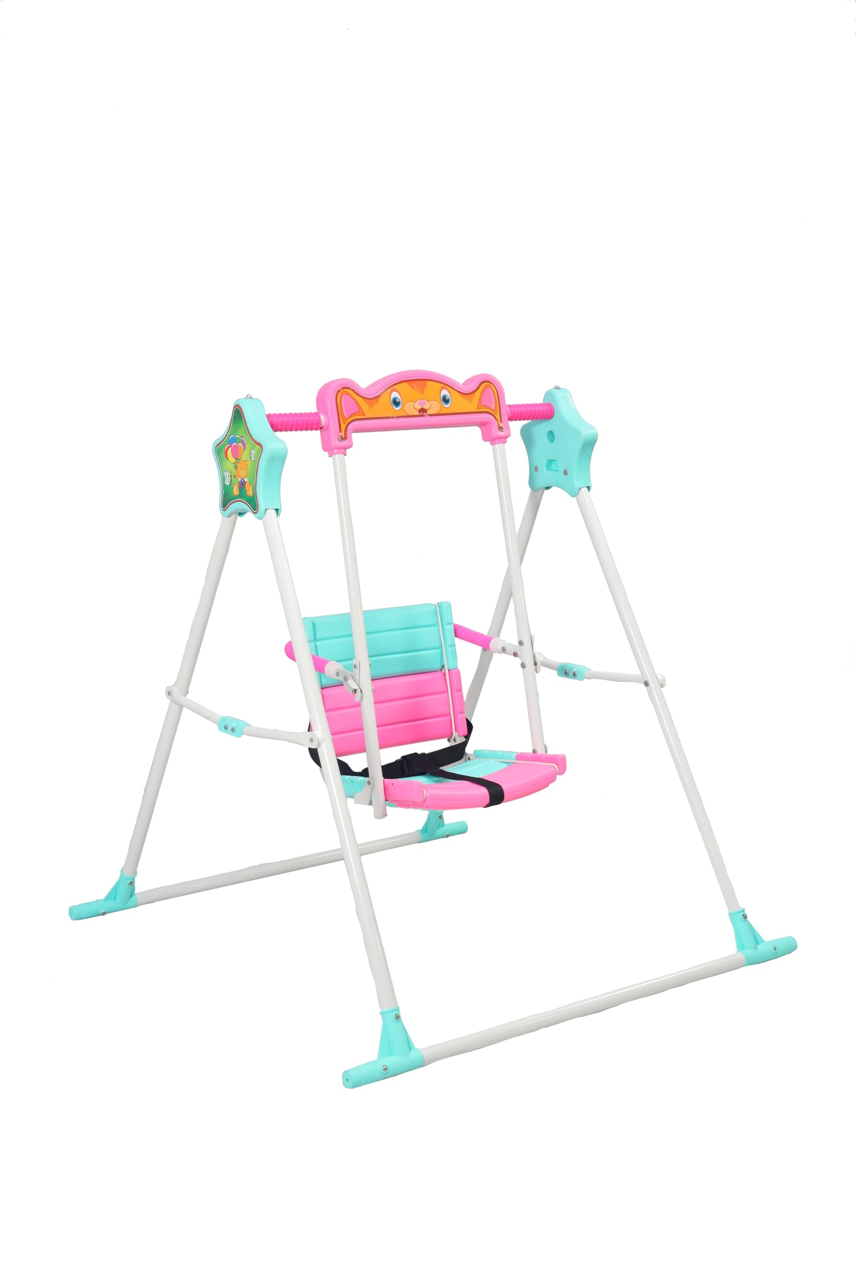BABYBLESSING Garden Swing | Single Seater | Swing for School,Terrace, Garden | with Safety Locks | Durable | Alloy Steel | (Pink) - Image 4 thumbnail