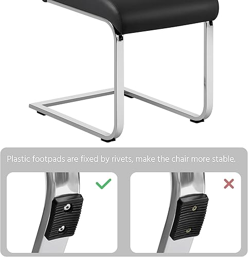 Miniatura 16 de Yaheetech Juego de 2 sillas de comedor modernas tapizadas de piel sintética con respaldo alto y patas metálicas cromadas para cocina, sala de estar,