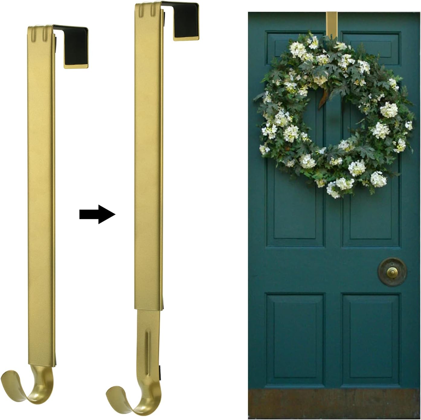 Kederwa 2 Pack Gold Wreath Hangers for Front Door, 15inch