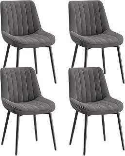 COLAMY Samt Esszimmerstühle 4er Set – Gepolsterte Stühle für Esszimmer & Küche mit Metallbeinen, Dickem Sitzpolster & Rutschfesten Füßen, Grau