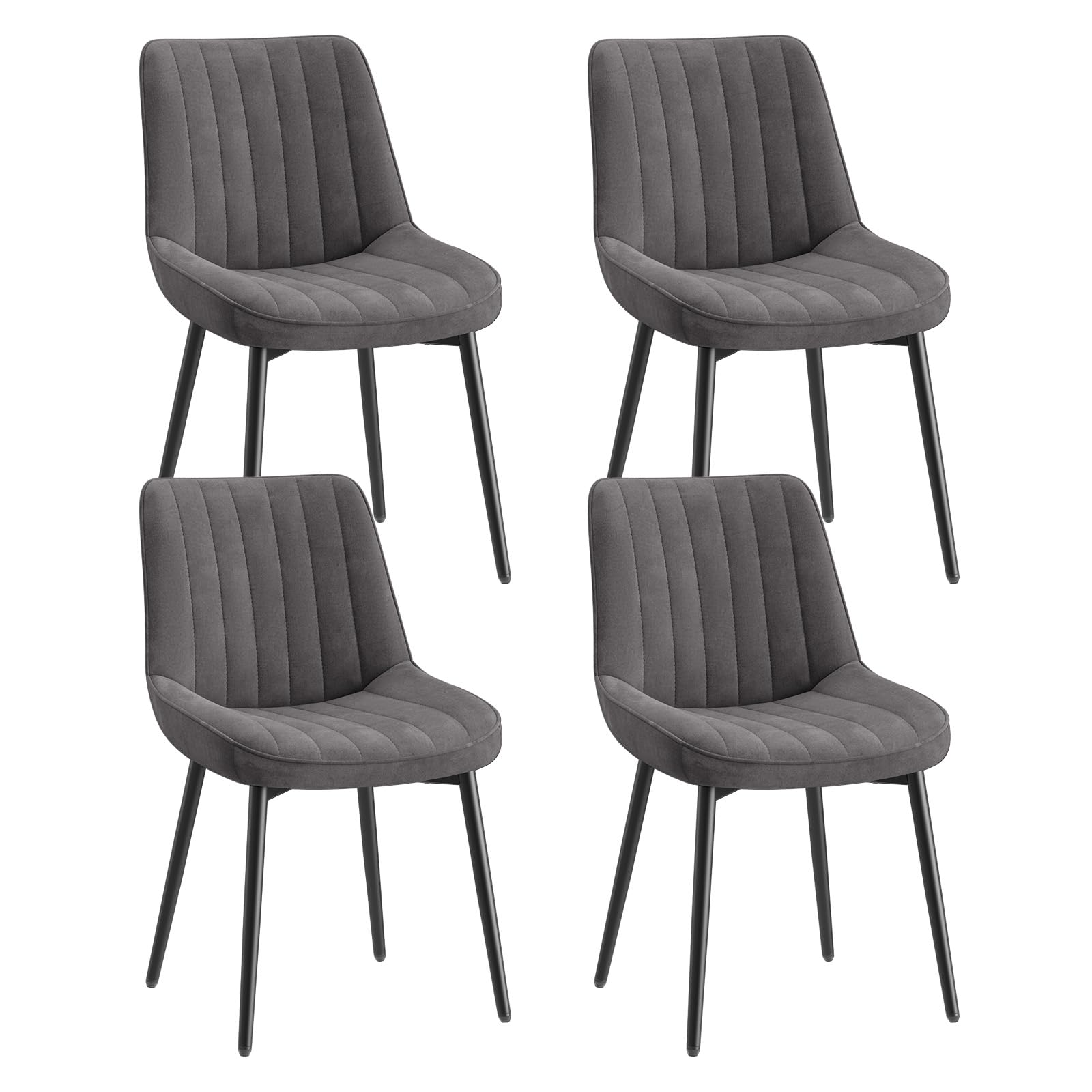 COLAMY Samt Esszimmerstühle 4er Set – Gepolsterte Stühle für Esszimmer & Küche mit Metallbeinen, Dickem Sitzpolster & Rutschfesten Füßen, Grau