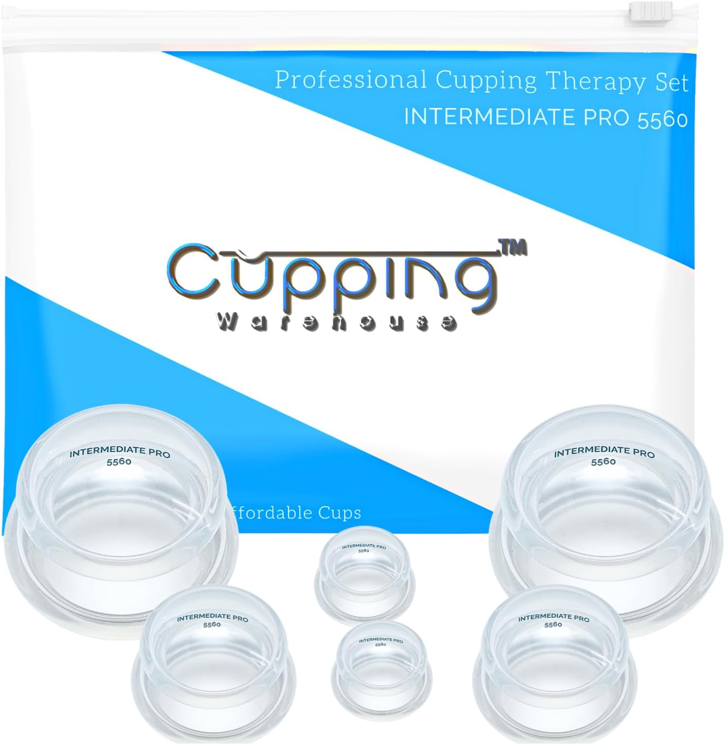Cupping Warehouse Supreme 6 Intermediate Pro 5560 Silicone Cupping Set – 6 Cup Massage Therapy Kit for Beginners – Medical-Grade, Soft Cups for Pain Relief, Cellulite Reduction & Body Sculpting