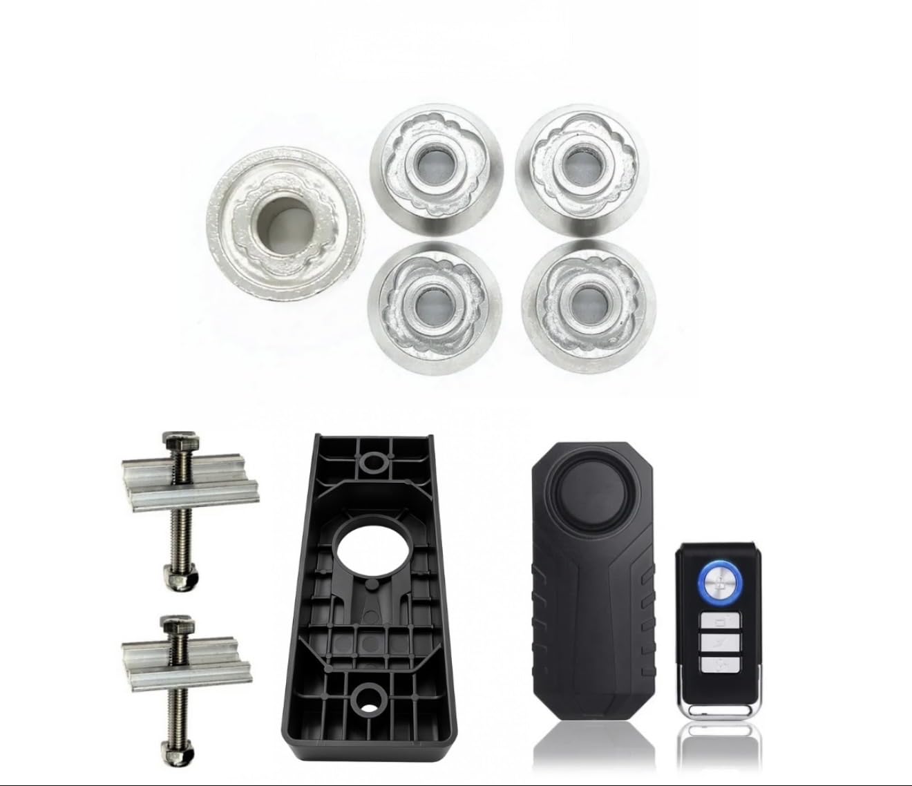 4 x M8 Fits TentBox/Roof Tent- Anti-Theft HIGH Security Nuts Tamperproof Lock Nut Set + Roof Tentbox Security Motion Sensing 113db Alarm + Alarm Holder ULTIMATE SECURITY BUNDLE