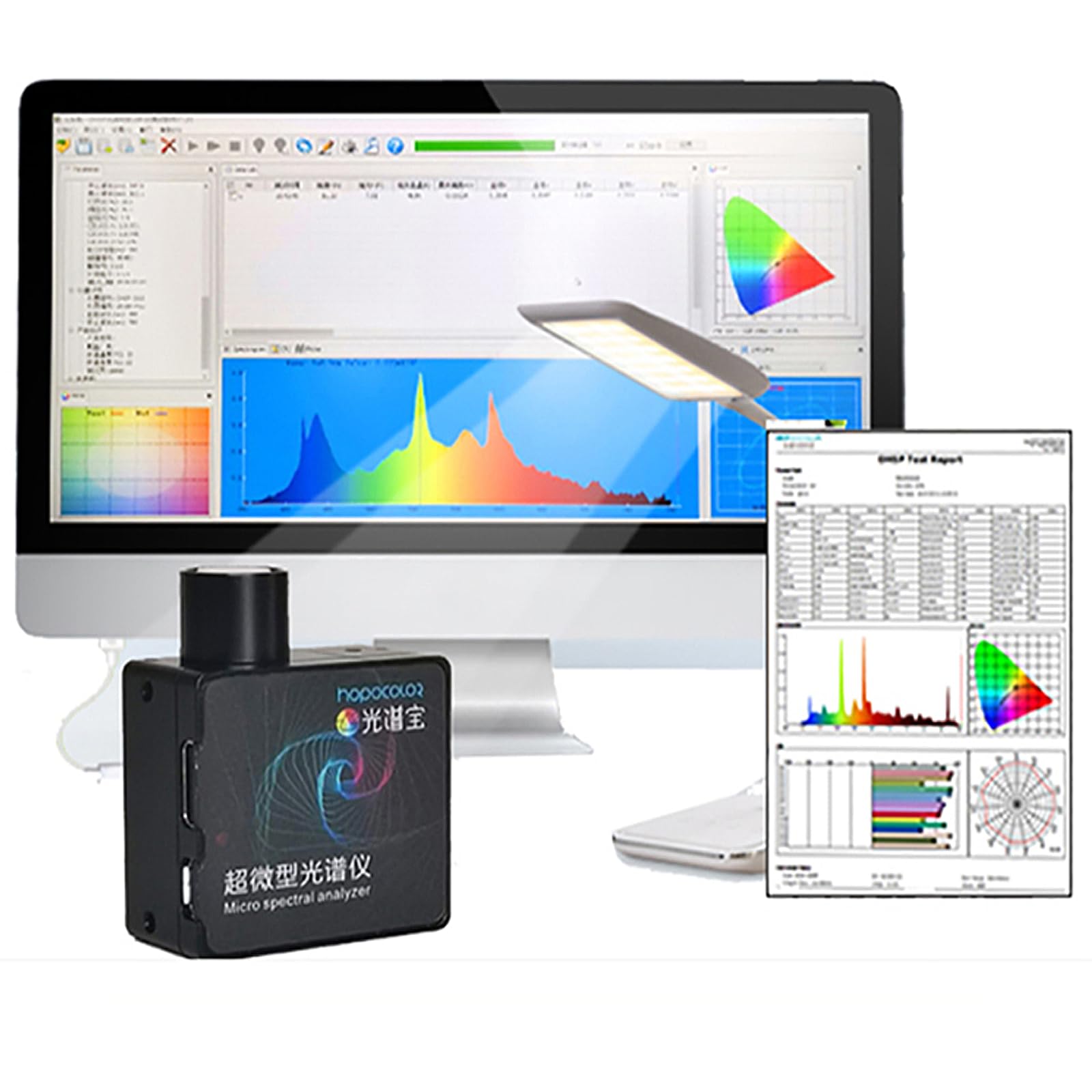 HOPOOCOLOR HPCS300P Mini PAR Spektrometer PPFD Messgerät für Grow Light Test mit PC-Software tragbares Lichtspektrummessgerät