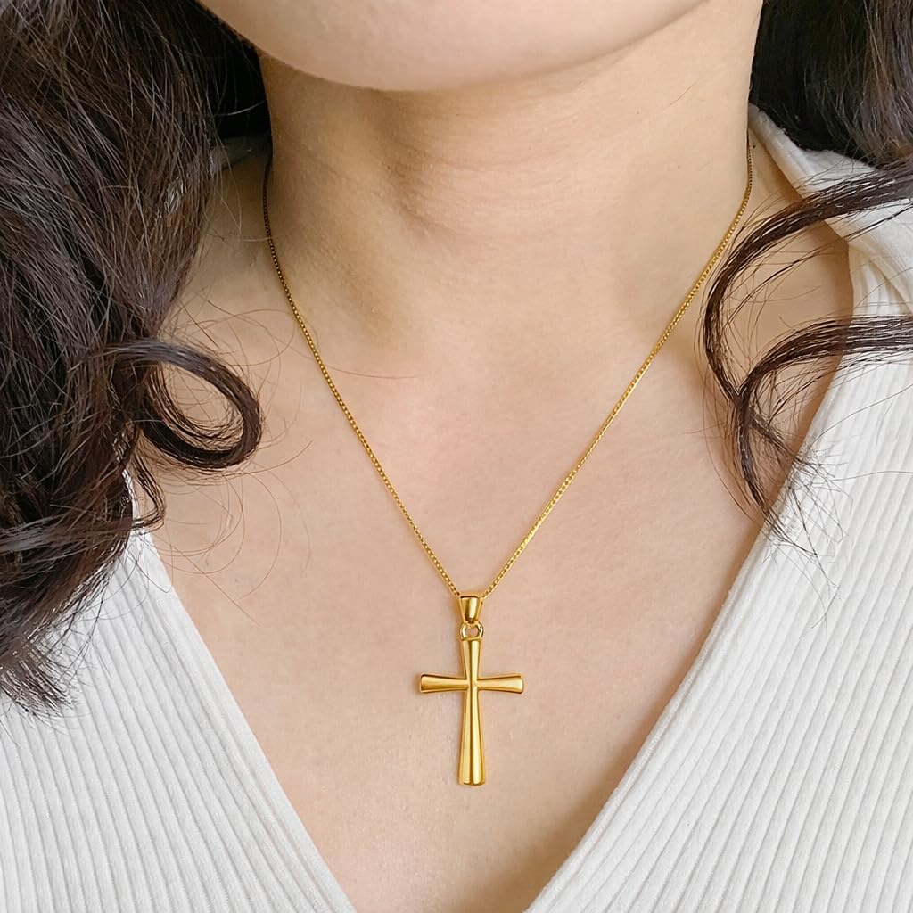 925 Sterling Silver Cross Necklace for Women- Simple Classic Cross Minimalist Pendant Necklace Handmade Crosses Religious Jewelry