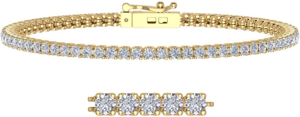 3 Carat Natural Diamond Tennis Bracelet for Women in 14K Gold in 7.5 Inch with I1-I2 Clarity