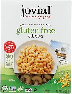 Jovial Whole Grain Brown Rice Elbows Pasta -Whole Grain Pasta, Organic, Gluten Free, Dairy Free, Brown Rice, Made in Italy - 12 Oz, 1 Pack