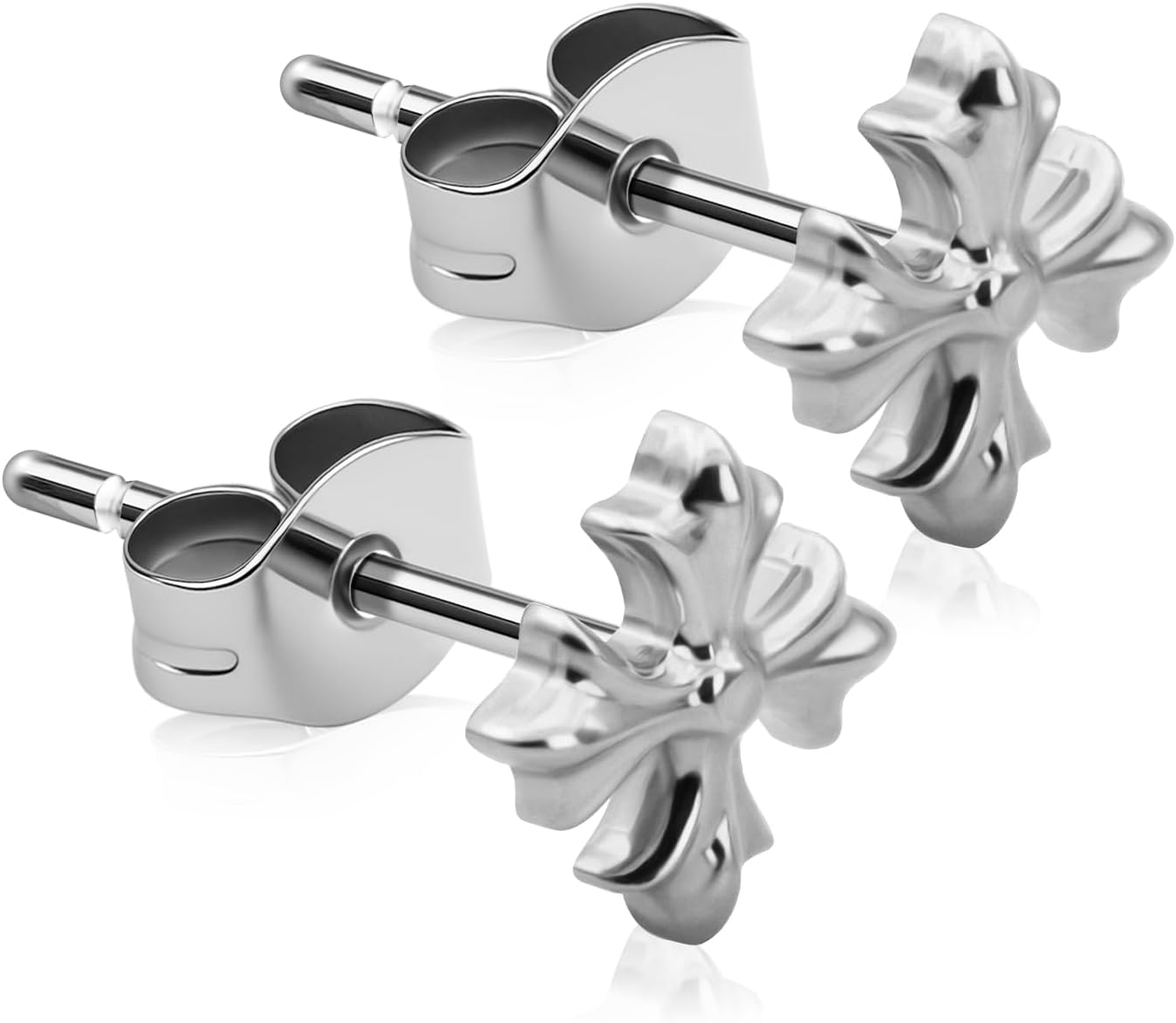 XUU Titanium Stud Earrings for Men & Women, Royal Emblems Collection, Minimalist 20G Push Back Hypoallergenic Piercing Jewelry, 10mm Post for Lobe & Cartilage (Pair)