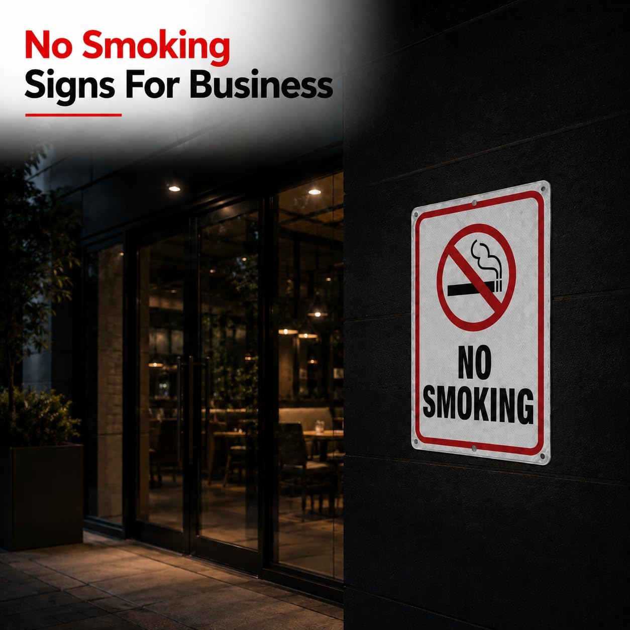 OLANZU Metal No Smoking Signs for Business, 4 Pack | For Outdoor and Indoor Use, UV Protected and Water Proof