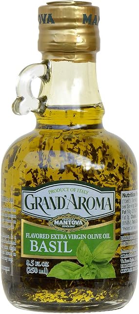 Mantova Grand' Aroma Basil Flavored Extra Virgin Olive Oil, 8.5 Fl Oz