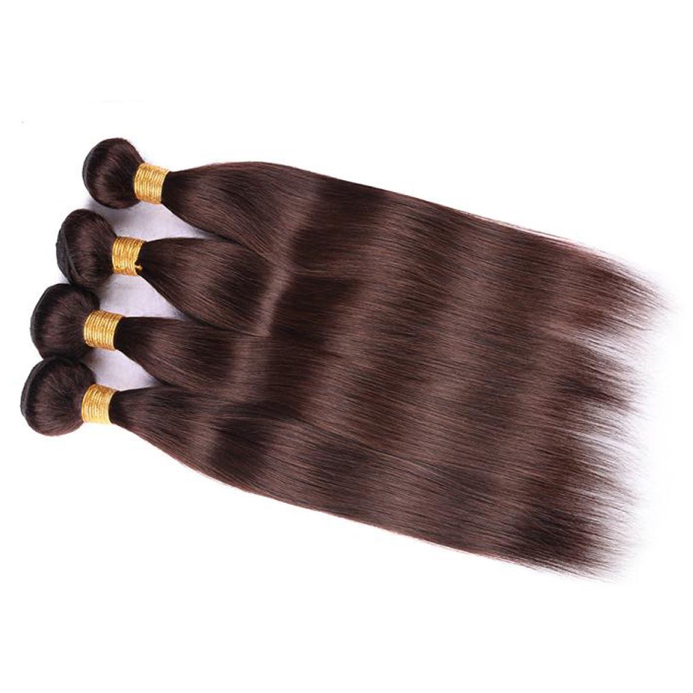 Remy Hair Extension Real Human Hair Bundle Silky Straight Brazilian Human Virgin Hair Weave Grade 9A 100g Bundle #2 Dark brown (10 Inches)