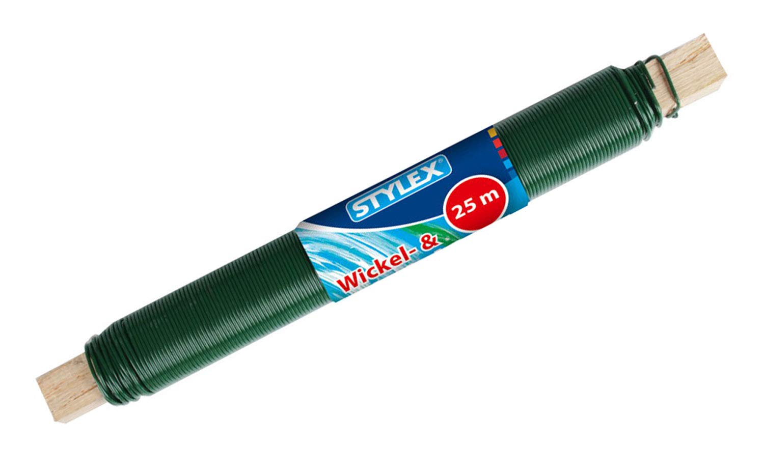 Stylex 40714 Wickeldraht grün auf Holzstab – 0,7 mm, ca. 25 m