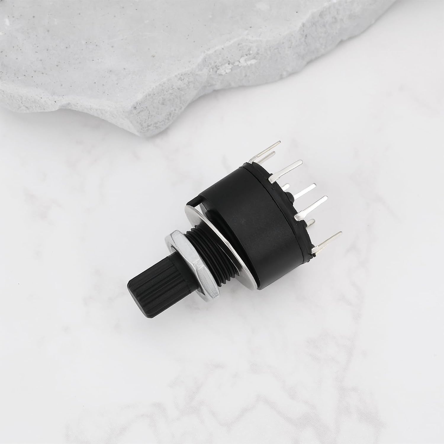SING F LTD 4pcs 16mm 1 Pole 8 Position Rotary Switch with Washer and Nut Plastic Round Axis Band Switch Handle Length 15mm Black RS16