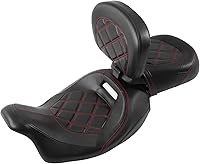 Vista 41 de TCT-MOTORPARTS Asiento de Conductor y Pasajero de Perfil Bajo con Almohadilla de Respaldo de Conductor para Harley Touring Road King 2009-2023