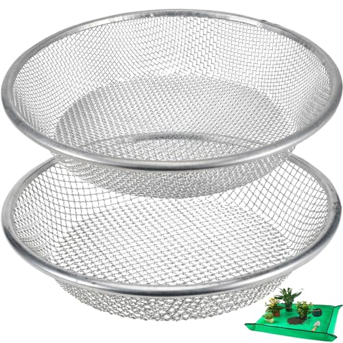Svincolare 2 Pack Soil Sifter for Gardening - Rock Compost Sand Sifter Fits 5-Gallon Buckets 1/4 Inch & 1/8 Inch Mesh Sifting Screen Sieve for Gravel Dirt Sawdust with Repotting Mat